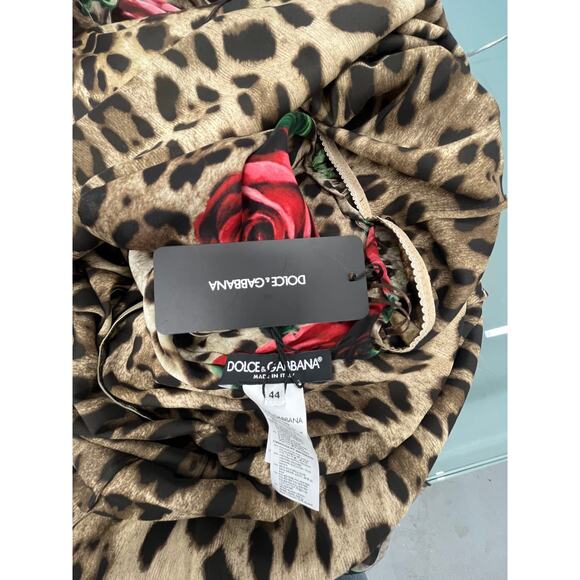 NWT Dolce & Gabbana Rose Leopard Print Silk Chiffon Gown Dress IT 48 - Picture 14 of 16